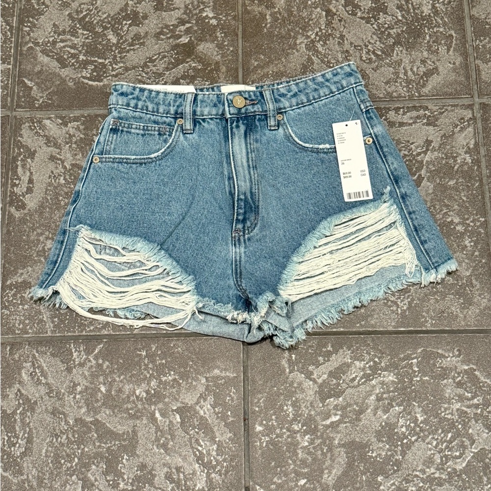 Abrand Jeans NWT Distressed A High Relaxed Denim Shorts in Salty Blue Size 8 $69